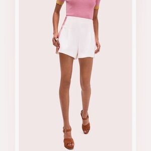 Kate Spade White Suiting Shorts with Pink and‎ Yellow Stripes, Size 8
